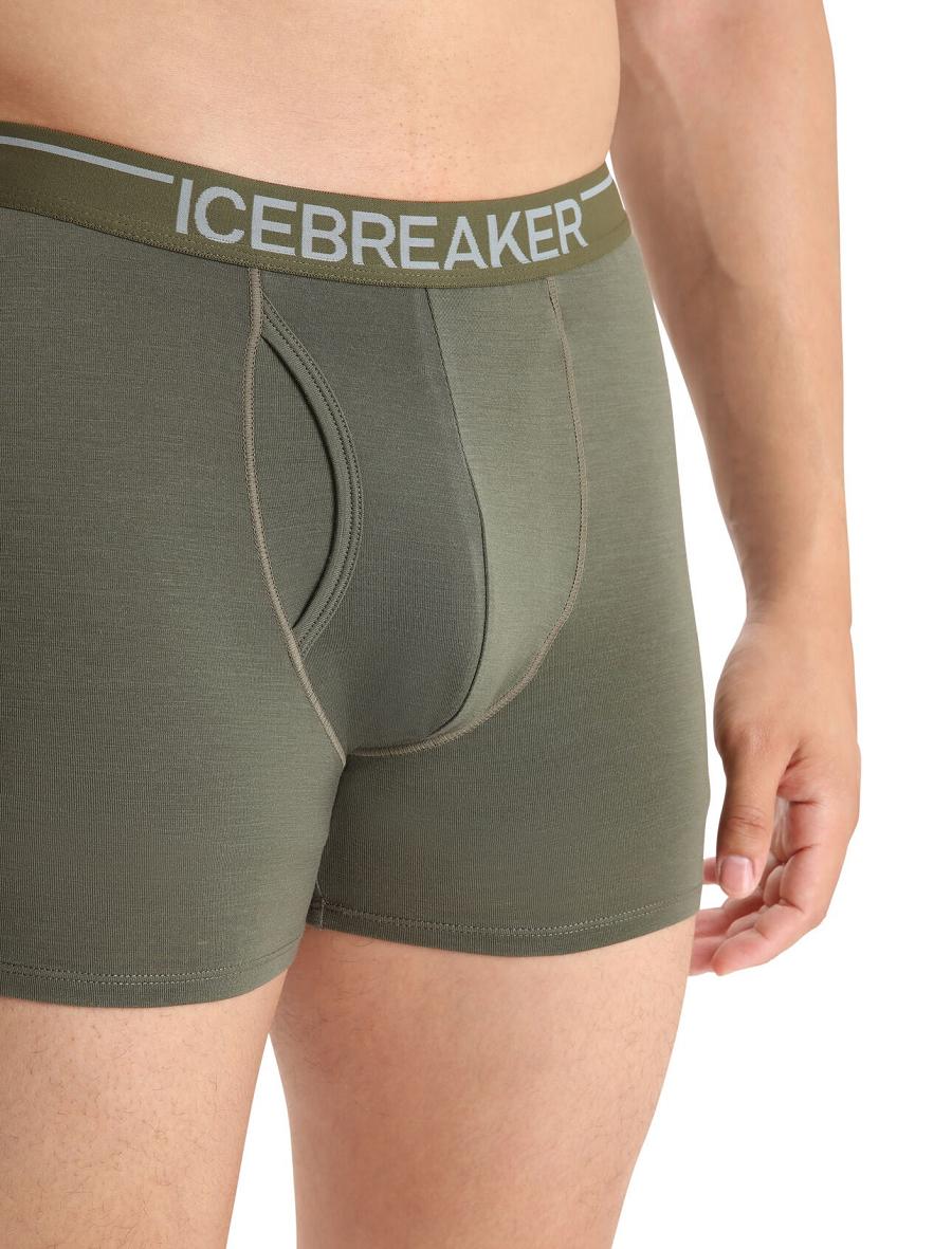 Men's Icebreaker Merino Anatomica Boxers With Fly Underwear Loden | CA 1642SGLO